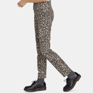 Volcom Women Skinny Jeans Leopard Print Brown 29 High Waist Casual Edgy Moto